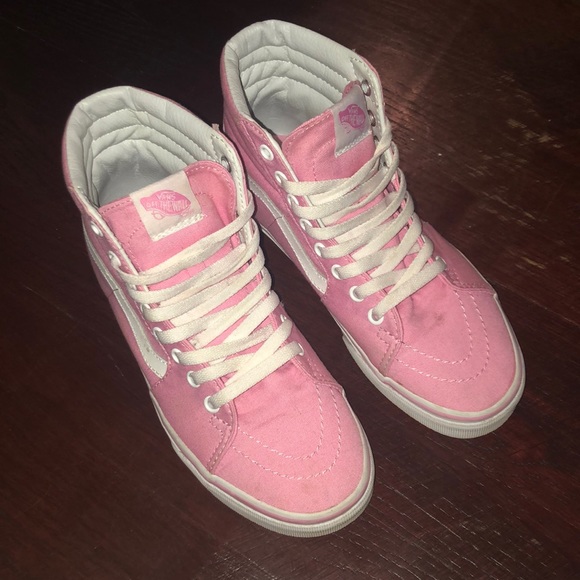 bright pink high top vans